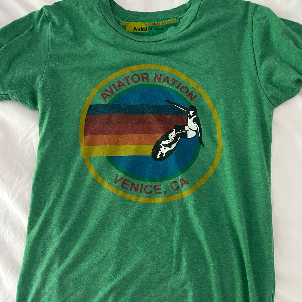 Aviator Nation Green Retro Graphic Tee